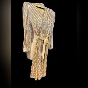 NWT Nanette Lenore champagne sequin skater style swing dress